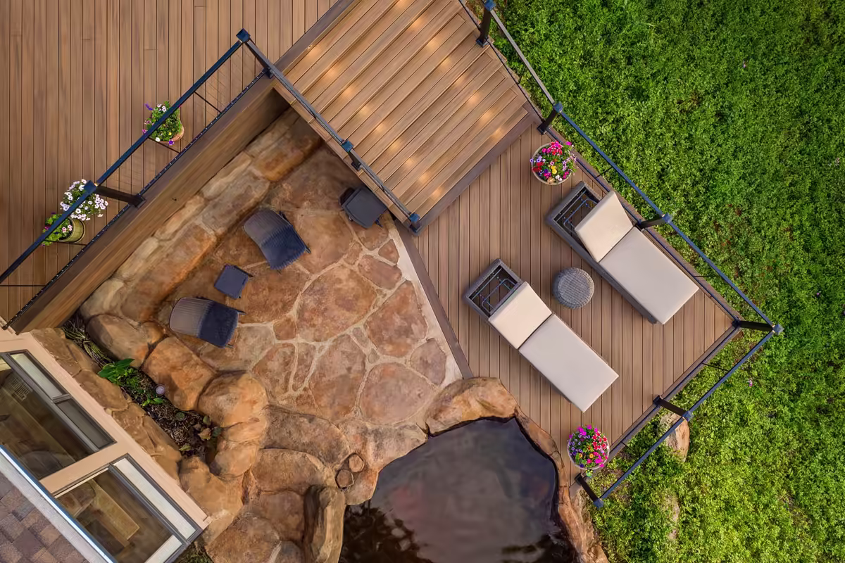 Custom deck built by Stone Ridge Decking for the Sunrise project