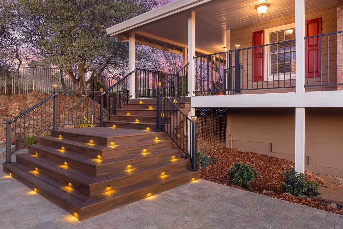 Custom deck built by Stone Ridge Decking for the Sweet Road project