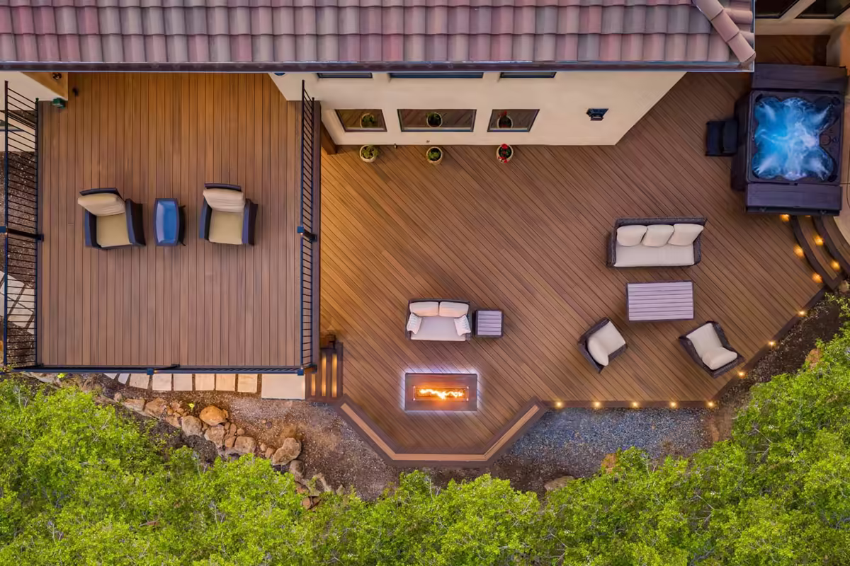 Custom deck built by Stone Ridge Decking for the Winchester project